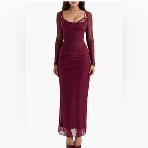 Katarina Lace Mesh Long Sleeve Gown